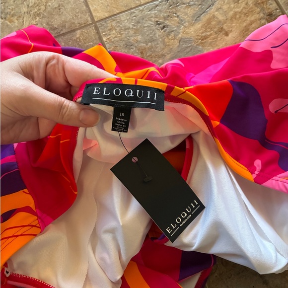 Eloquii Pink and Orange Floral One Piece Swimsuit size 18 - Picture 8 of 8